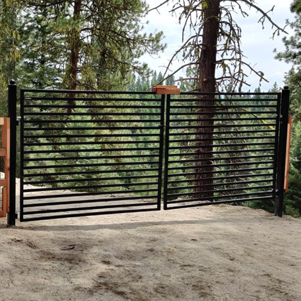 ALEKO Milan Dual Swing Steel Driveway Gate Black Wayfair